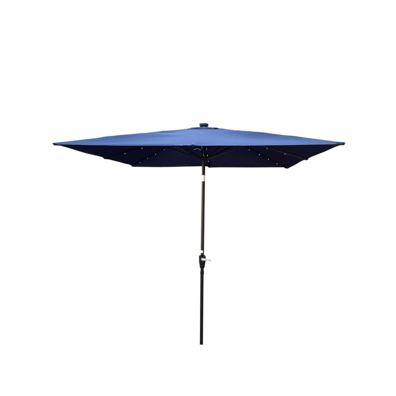 Parasol carré solaire à DEL avec manivelle, Marine