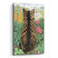 Art mural en verre acrylique 12 po x 16 po «Tabby Cat In Garden With Lupins Back» par Gale Pitt