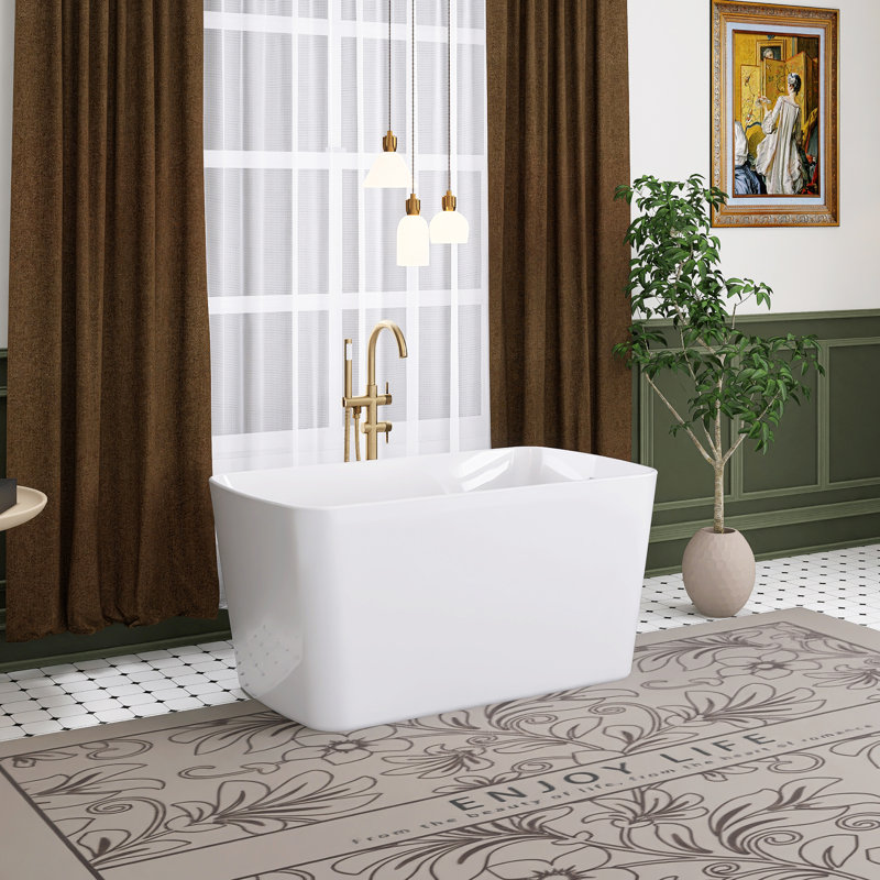 49.02 " L x 27.95 " W Freestanding and Mounting / Installation Required Soaking Acrylic Bathtub