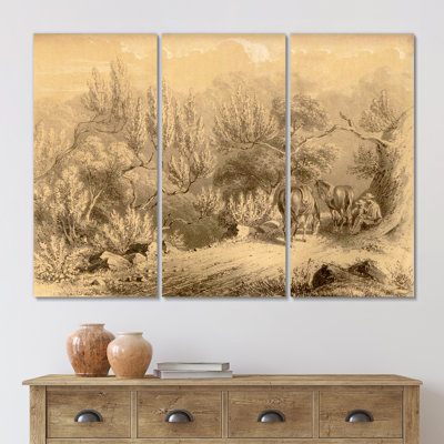 Vintage Cowboys in the West - 3 pièces, peinture sur toile tendue