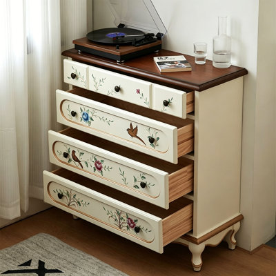 Handmade Painted Round Accent Chest