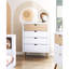 Commode de chambre blanche et naturelle avec tiroirs de rangement