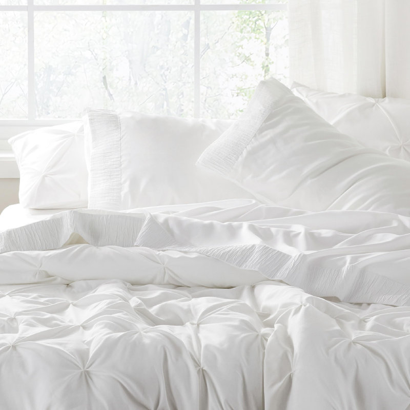 Ensemble de draps en microfibre de literie de luxe Hotel, Ensemble de draps pour très grand lit avec 2 taie, Blanc brillant