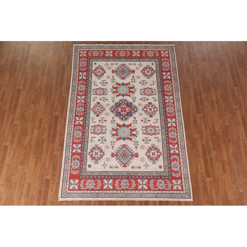 Tapis géométrique ivoire Kazak 6 x 9