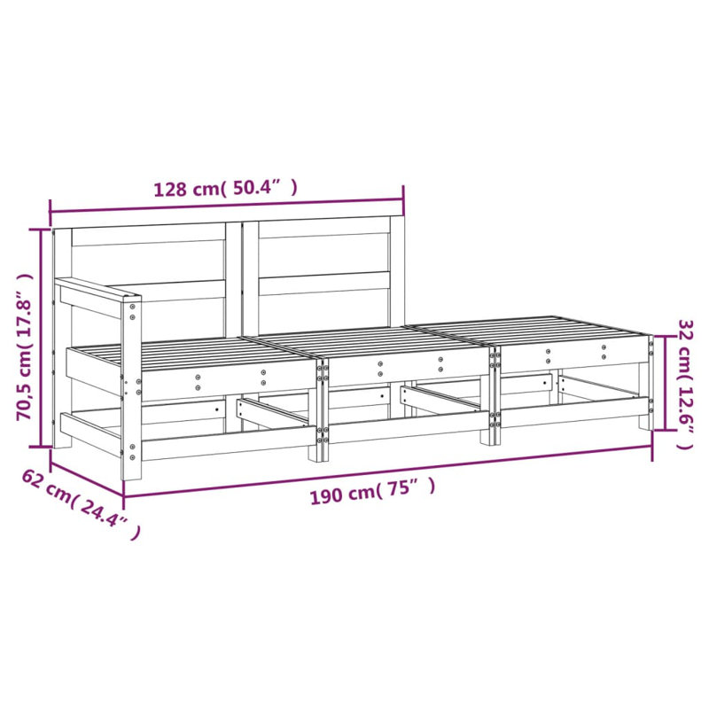 Waights 62cm Wide Rectangle Patio Sofa, Douglas Wood