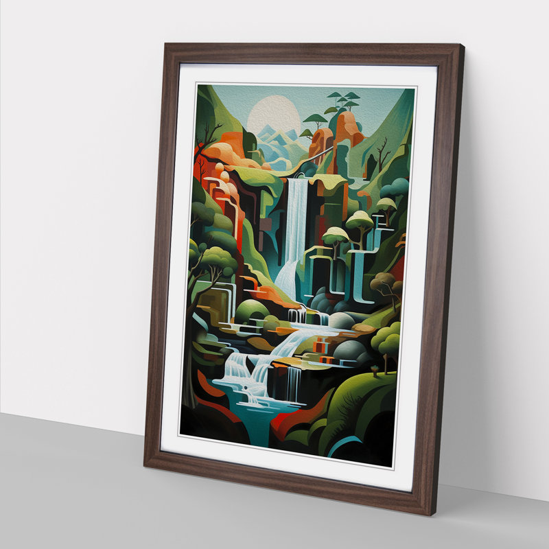 Waterfall Modern - Framed Print, Walnut , 46cm H x 34cm W x 2cm D