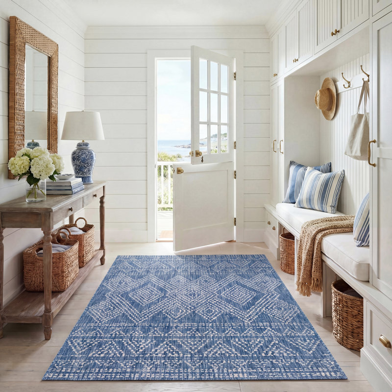 Tapis d'intérieur / extérieur à motif géométrique Haritz Performance, Rectangle 5 pi 3 po x 7 pi 7 po