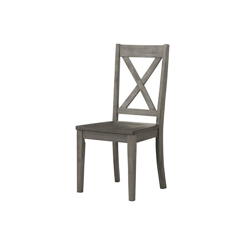 Chaise d'appoint en bois massif à dossier croisé Jurney, Gris vieilli