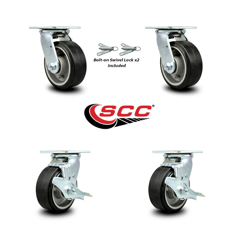 Ensemble de 4 roulettes en caoutchouc sur aluminium