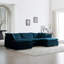 Canapé modulaire en U avec repose-pieds réversible, canapé d'angle convertible 5 places avec 2 repose-pieds, canapé doux et minimaliste moderne pour le salon, chenille bleue