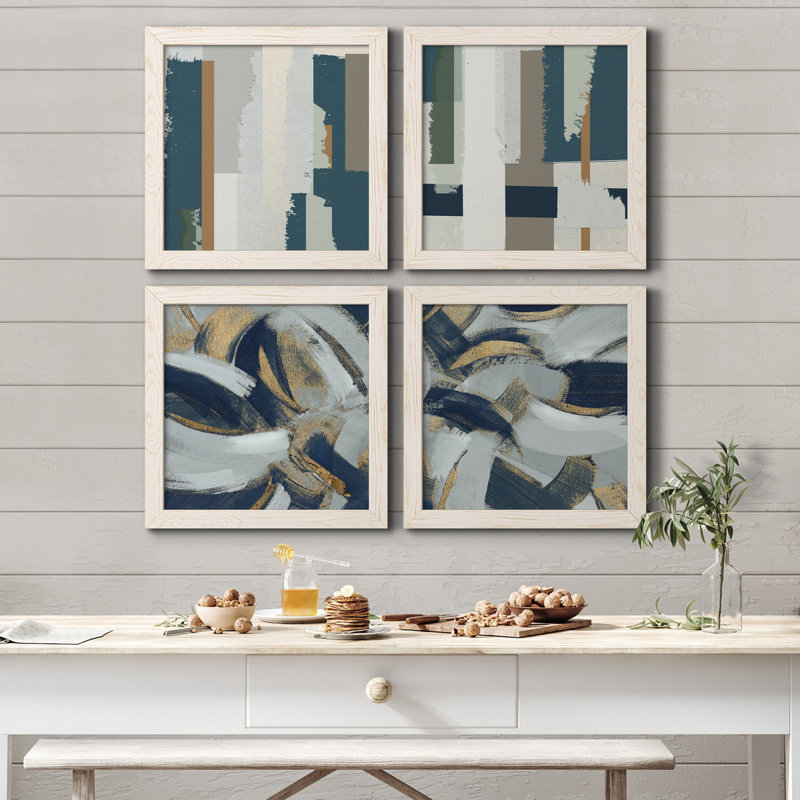 «Close to the Edge I», ensemble de 4 peintures sur toile encadrées, H 20 po x l 80 po x P 1,5 po, Toile blanche encadrée