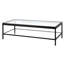 Table basse de 54 po de large avec plateau inférieur en verre et table basse moderne en métal noirci pour le salon | Cleo-221877382-214690354