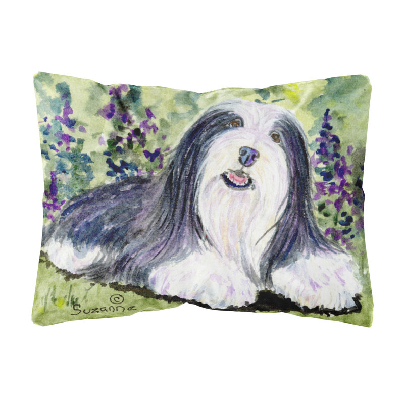 Coussin décoratif noir/vert intérieur/extérieur barbu collie