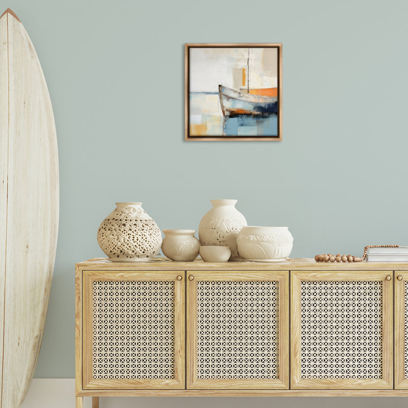 «Coastal Charm Expedition», art mural encadré par Irena Orlov, Cadre flottant orme Montalcino, H 18 po x l 18 po
