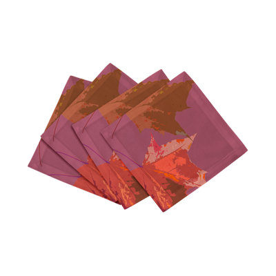 Serviettes de cocktail en satin de coton à feuilles d'automne