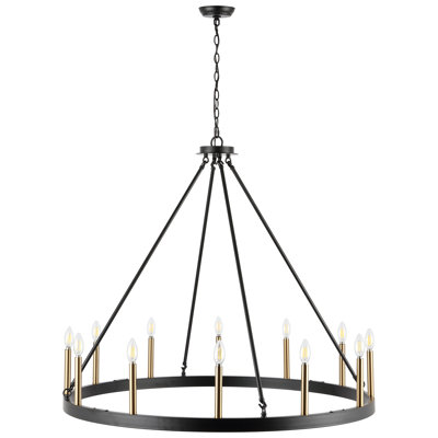 12 - Light Dimmable Wagon Wheel Chandelier