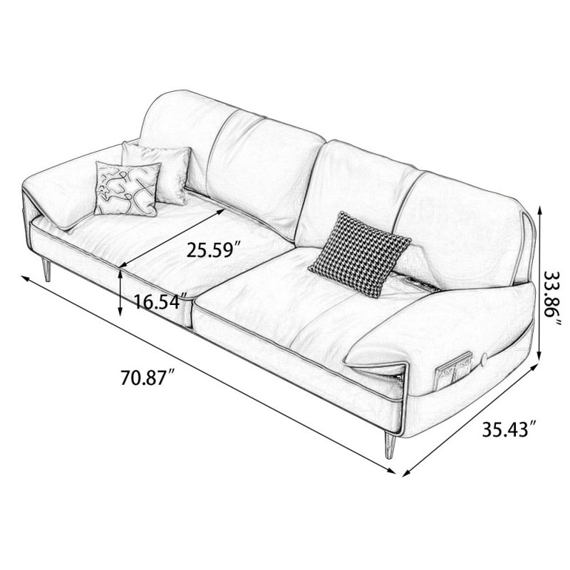 Coussin modulaire en cuir véritable, Brun, H 33,86 po x l 70,87 po x P 35,43 po