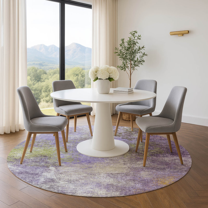 Premium Machine Washable Ariel Abstract Rug, Round 8'