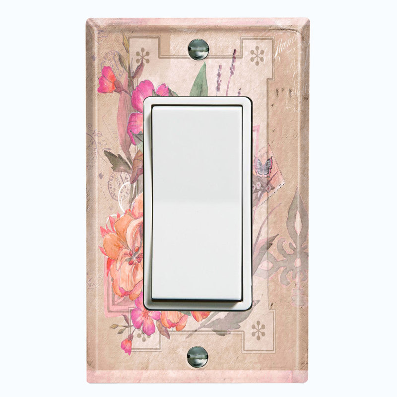 Bouquet de fleurs, carte postale et lettre à 1 bande