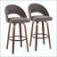 Tabouret de bar à hauteur fixe avec pivot en bois avec repose-pieds rond en métal - ensemble de 2