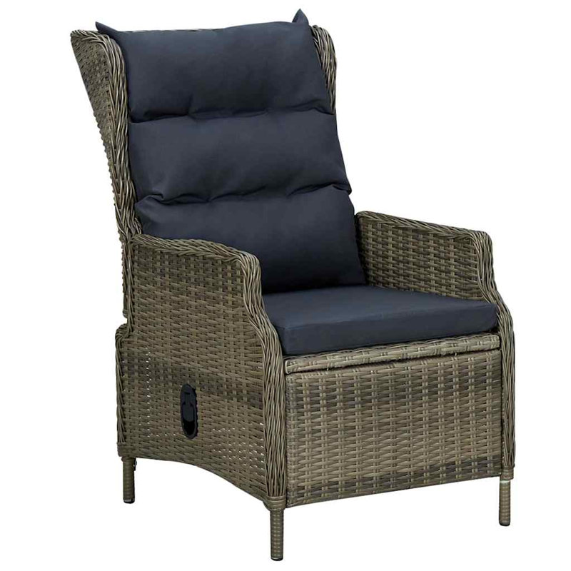 Brilliance Recliner Patio Chair with Cushions, Brown, Gray