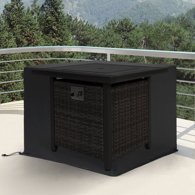 31" X 31" X 25" Square Outdoor Fire Pit Cover With Pvc Coating, Drawstring by Rebrilliant