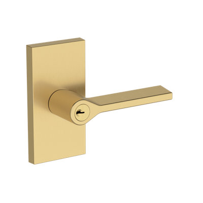 Anaheim Hills Keyed Entry Lever with Contemporary 5in Rose in Lifetime (PVD) Satin Brass