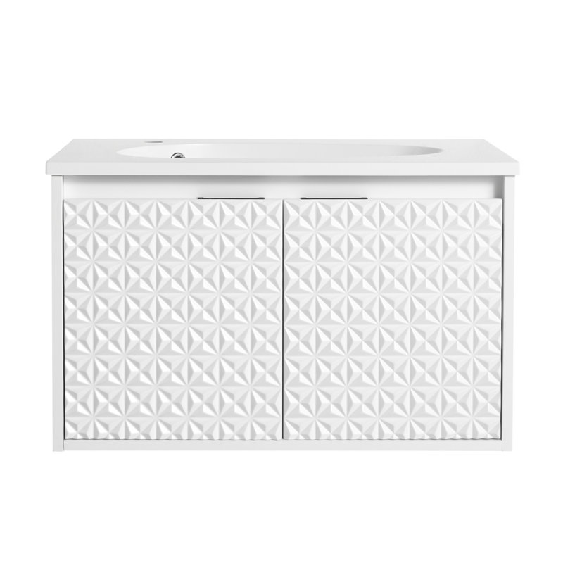 Meuble-lavabo mural de 30 po avec lavabo, portes à fermeture douce, idéal pour les petites salles de bain et un rangement efficace