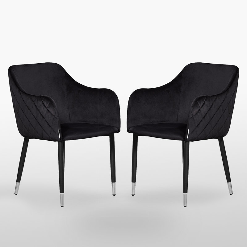 Holdenville Upholstered Dining Chair, Black, Black/Chrome