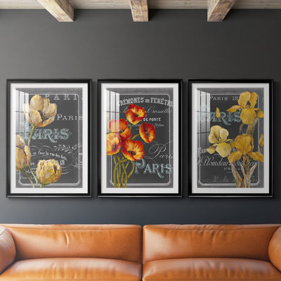 Tableau noir Paris II - Impression encadrée sur mesure de qualité supérieure mate - 3 pièces