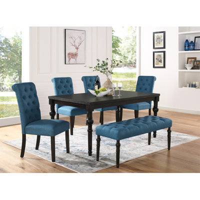 Leviton Urban Style Dark Wash Wood Dining Set: Table, 4 Chairs And Bench by Red Barrel Studio