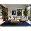 Tapis bleu moelleux et moelleux abstrait moderne et contemporain Farner-954423548