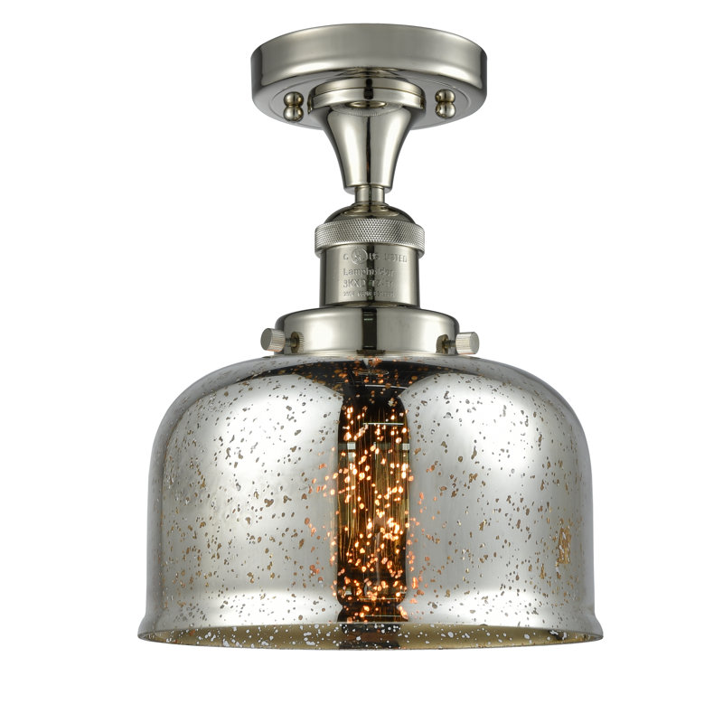 Plafonnier semi-encastré 8 po Bell, Nickel poli, Argent mercuré, Ampoule non incluse