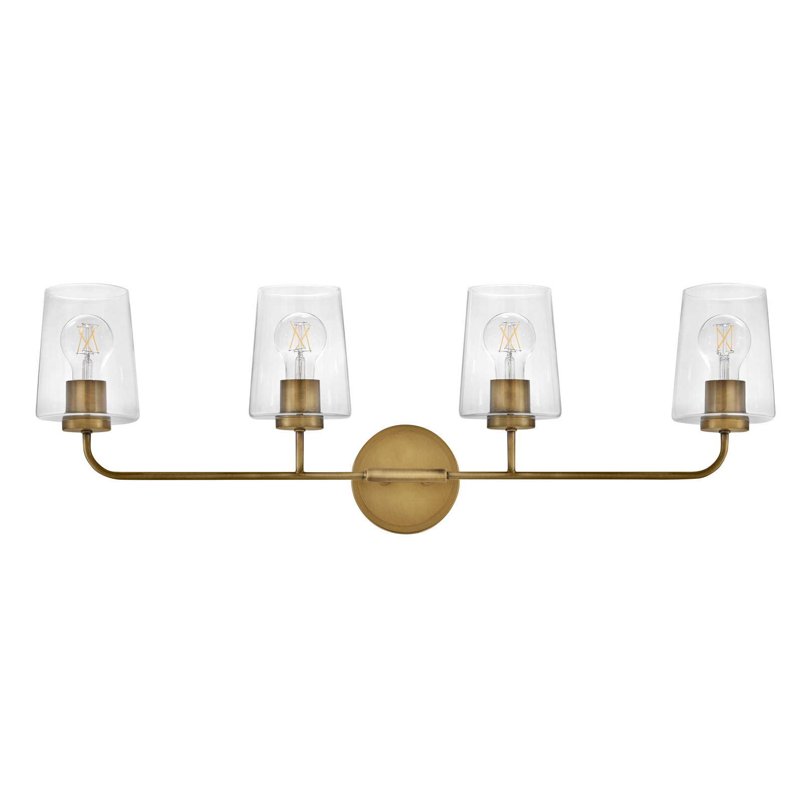 Verbena 4 Light Transparent Dimmable Vanity Light, Heritage Brass