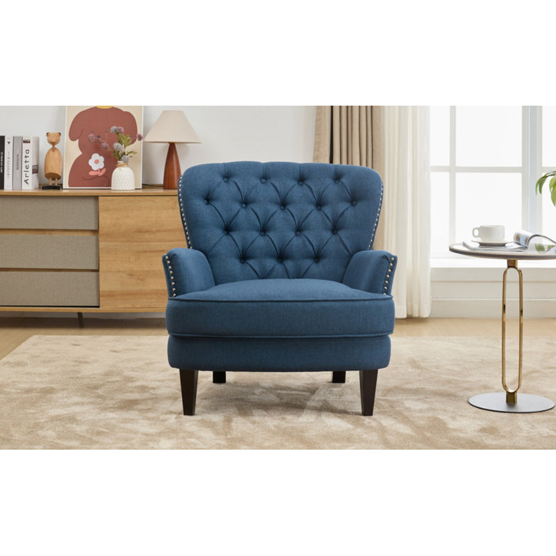 Parmelee Upholstered Accent Chair, Navy Blue Polyester