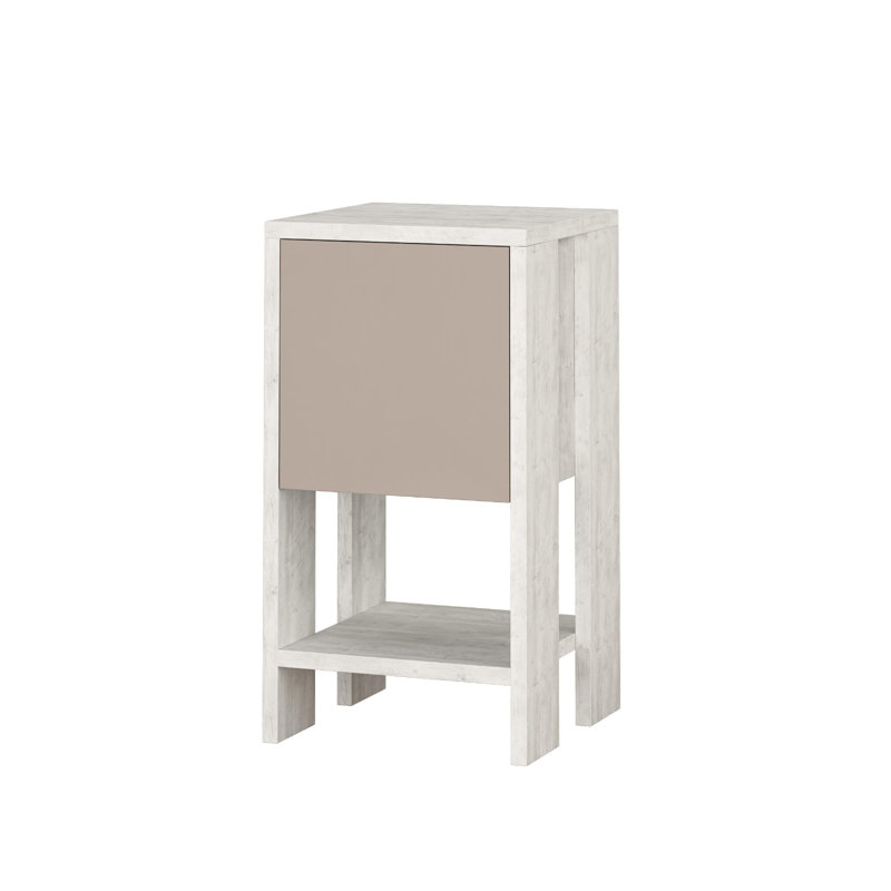 Table de chevet Ackerley, Blanc ancien / moka clair