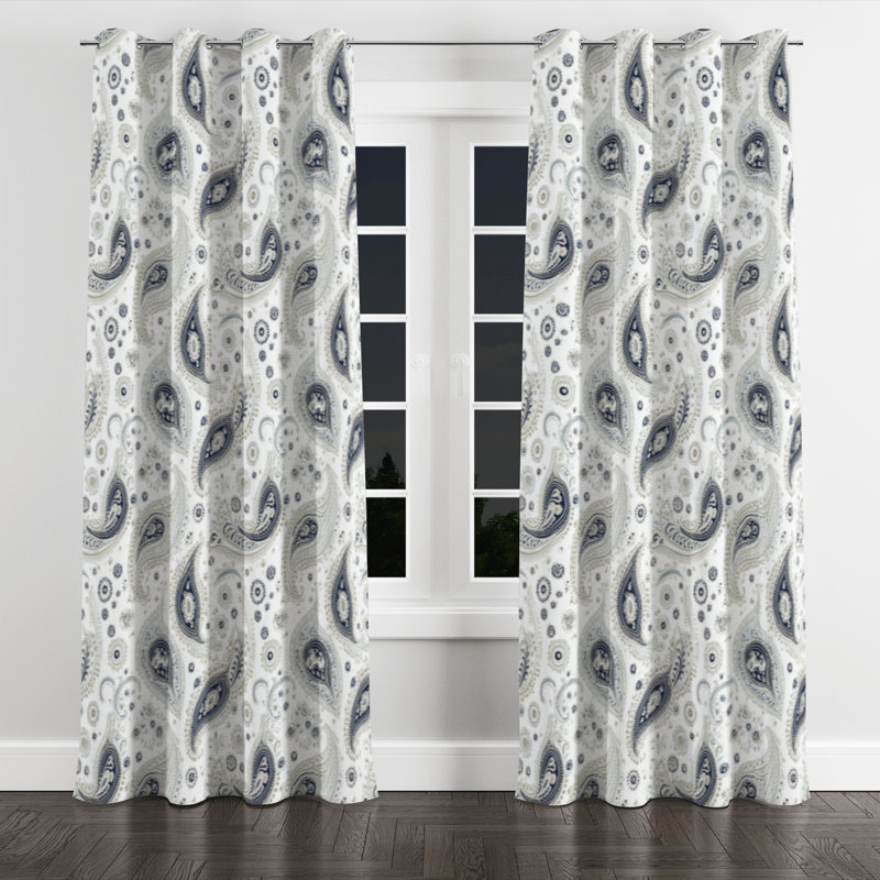 French Country Window curtains - Transitional Azemine Grommet Curtain - 1 Panel, 52" W x 95" L, Silver Grommets