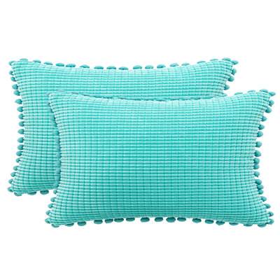 Pom-poms Cotton Blend Reversible Throw Pillow