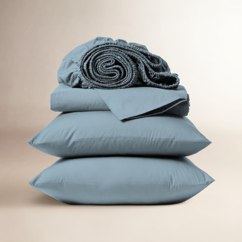 100% Organic Cotton Cool & Crisp Percale Weave Sheet Set - Sleep by Wayfair™, Lavender, Queen Sheet Set with 2 Pillowcases