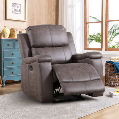Westwick 37" Wide Modern Vegan Leather Manual Recliner Chair with Built-in Cup Holder