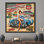 American Garage Art mettant en vedette une femme avec une voiture rétro sur toile