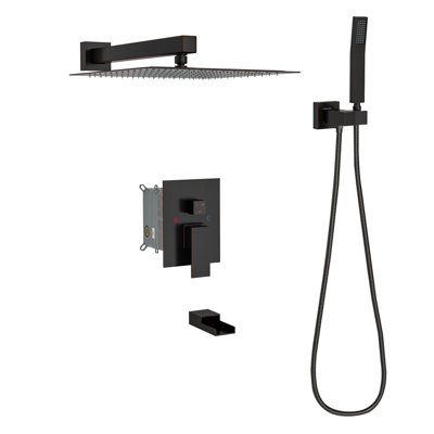 3-Function High-Pressure Rainfall Shower System, Tub Faucet Set