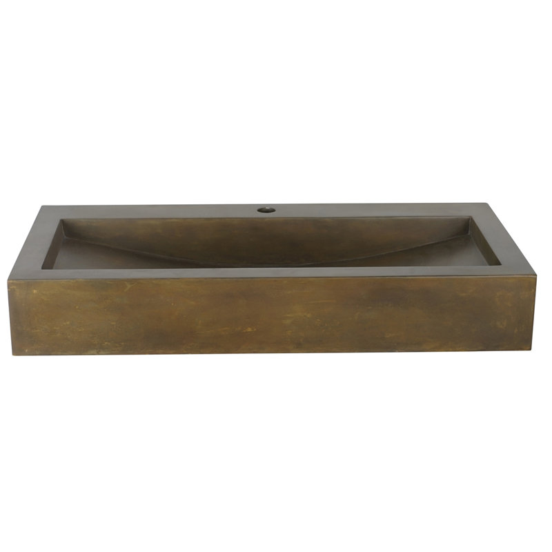Gentry 35.5'' Green Stone Rectangular Vessel Sink