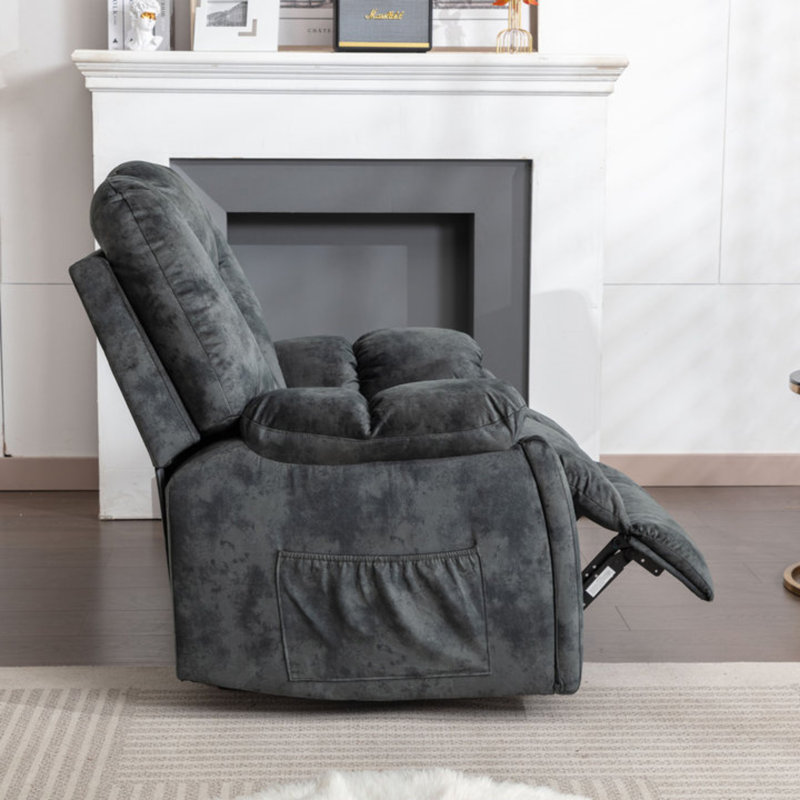 Fauteuil manuel surdimensionné chauffant de 41,34 po Foyil, Gris anthracite
