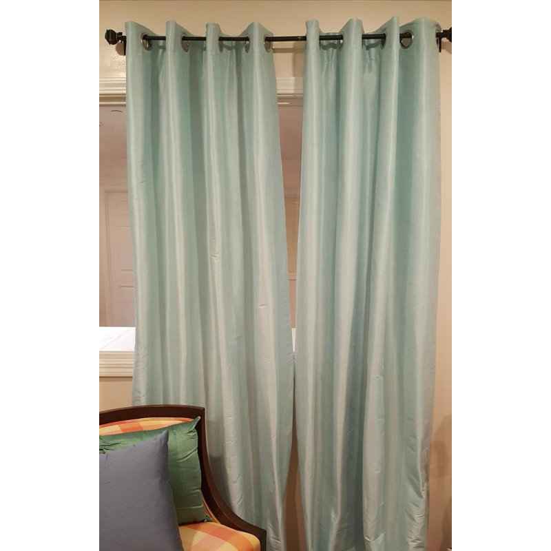 Panneau de rideau simple semi-diaphane avec œillets Eury, Bleu givré, l 50 po x L 96 po