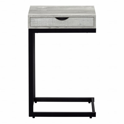 Table d'appoint, en forme de C, bout, côté, collation, tiroir de rangement, stratifié, métal, contemporain, moderne