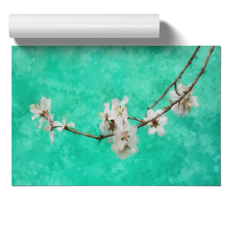 White Cherry Blossom Painting - Frameless Print, 42cm H x 59cm W x 0.1cm D