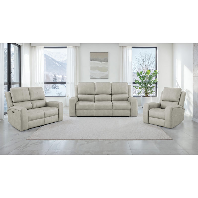 Ensemble de canapé inclinable électrique 3 pièces Brickston Gris, Gris, 3 Pieces: Sofa, Chair, Loveseat