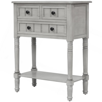 Narrow Console Table, Slim Sofa Table With Three Storage Drawers And Bottom Shelf For Living Room, Easy Assembly
