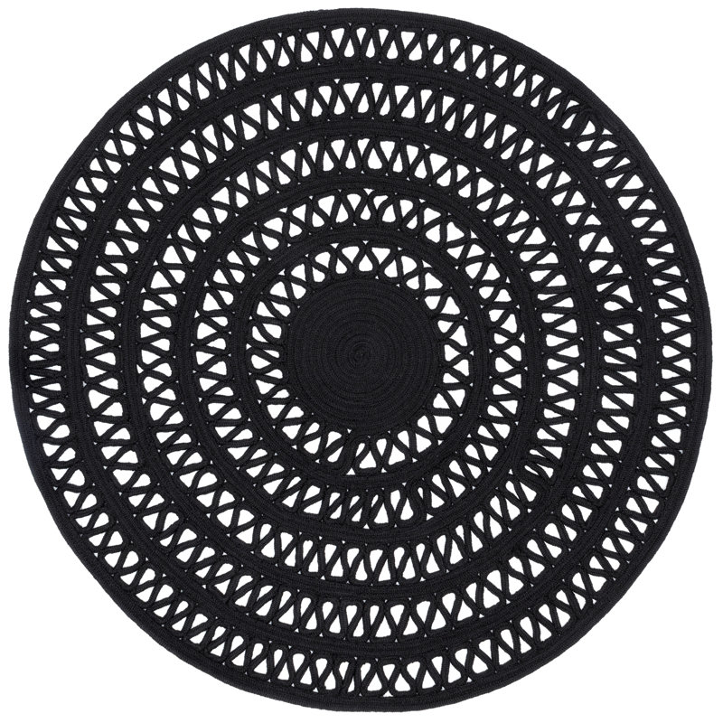 Bowline Black Indoor/Outdoor Round Rug, Round 10'